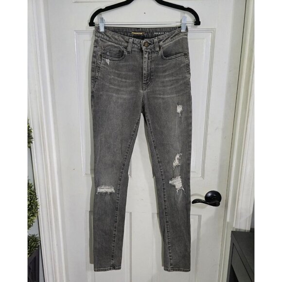 Saint Laurent Womens Gray‎ Distressed Denim Skinny Jeans D05 W/SK MW Size 28 - Picture 3 of 10
